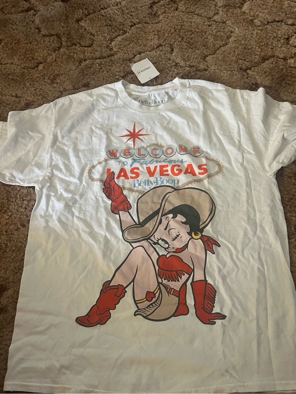 Betty Boop White "Welcome to Las Vegas" Graphic T-Shirt